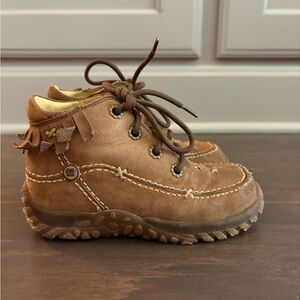 Elefanten Vintage Brown Suede Fringe Moccasin Ankle Boots(9-9.5 kids)